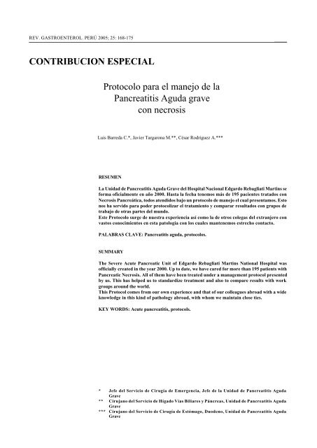 Protocolo para el manejo de la Pancreatitis Aguda grave con - SciELO