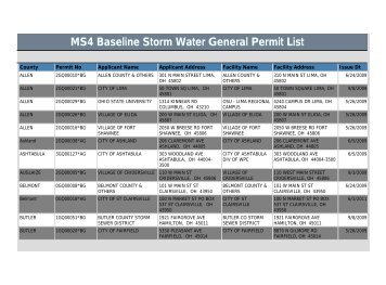 MS4 Baseline Storm Water General Permit List - Ohio EPA