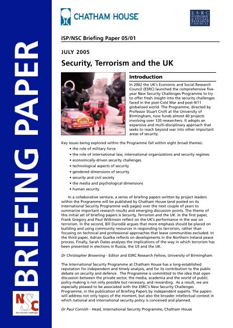 Terrorism and Community Resilience - A UK Perspective - Bill Durodie