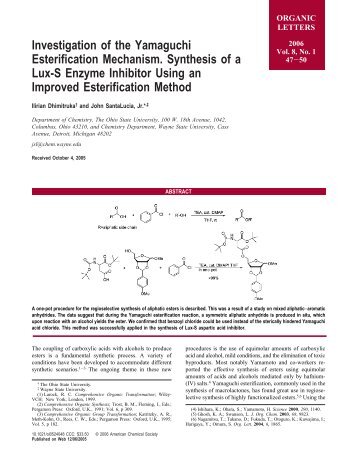 Investigation of the Yamaguchi Esterification Mechanism. Synthesis ...