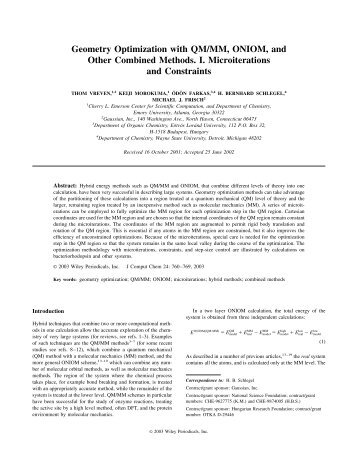 Geometry Optimization with QM/MM, ONIOM, and ... - ResearchGate