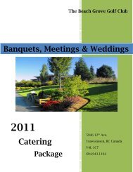 Banquets, Meetings & Weddings Catering - Beach Grove Golf Club