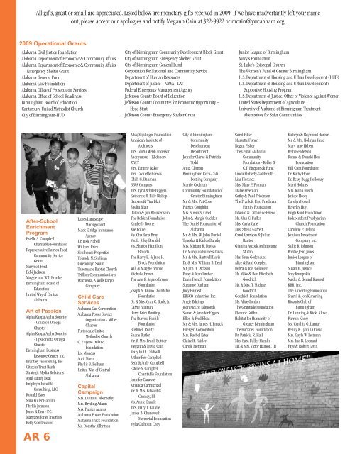 2009 annual program report - YWCA