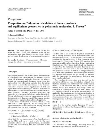 Ab initio calculation of force constants and equilibrium geometries in ...