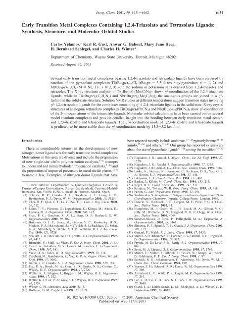 Early Transition Metal Complexes Containing 1,2,4-Triazolato and ...