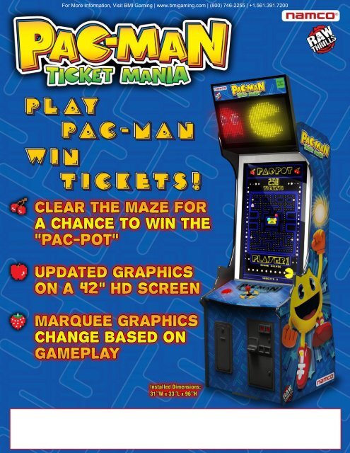 Pac Man Ticket Mania Video Redemption Arcade Bmi Gaming