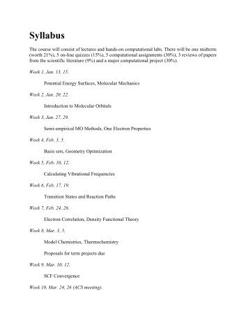 Syllabus for 2009 - Department of Chemistry, Wayne State University