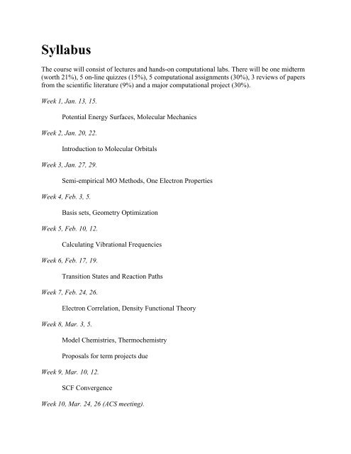 Syllabus for 2009 - Department of Chemistry, Wayne State University