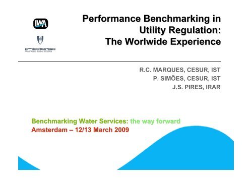 Performance Benchmarking in Utility Regulation: The ... - IWA