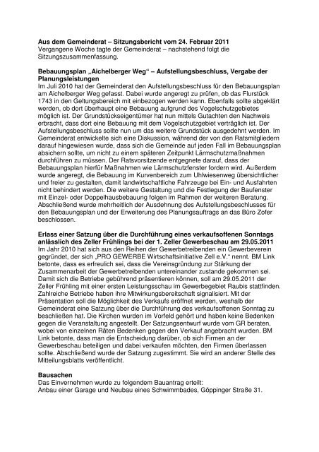 Sitzungsbericht 24.02.11.mtb - Zell unter Aichelberg