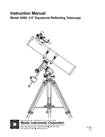 Instruction Manual Model 4500: 4.5" Equatorial Reflecting ... - Meade