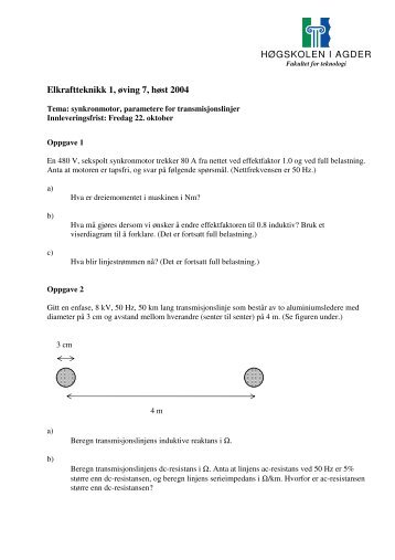 HÃGSKOLEN I AGDER Elkraftteknikk 1, Ã¸ving 7, hÃ¸st ... - Of the Clux