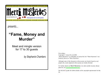 “Fame, Money and Murder” - Merri Mysteries