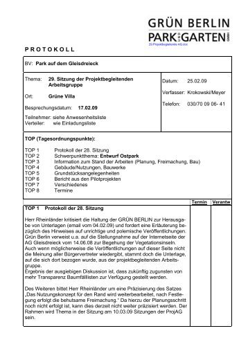 Protokoll 29. Sitzung vom - Berlin Gleisdreieck