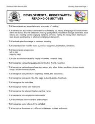 developmental kindergarten reading objectives - Rockford Public ...