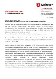 PRESSEMITTEILUNG zu Händen der Redaktion - Malteser Wetzlar