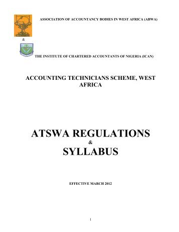 Atswa regulations syllabus - The Institute of Chartered Accountants ...