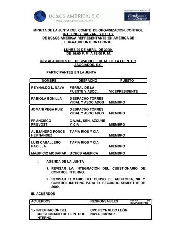 MINUTA COMITE CONTROL INTERNO 20 ... - Uccs-america.org