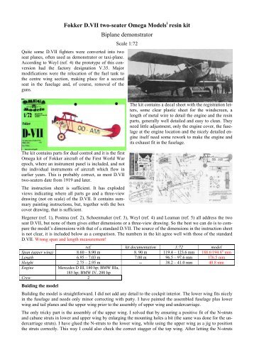 Fokker D.VII two-seater Omega Models resin kit ... - hollandaircraft.nl