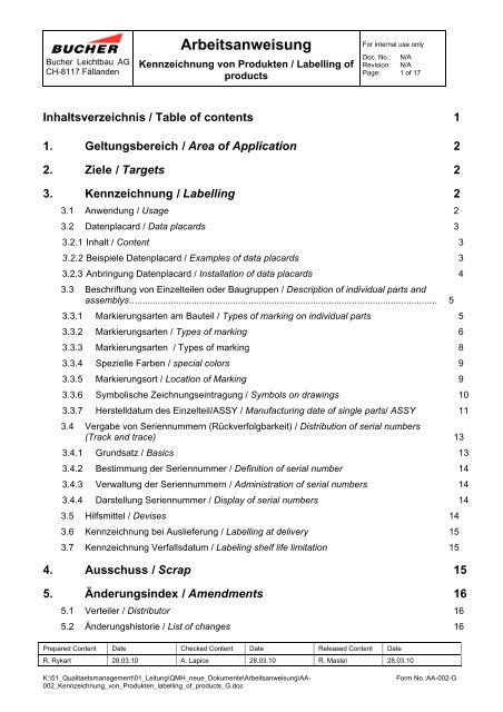 Arbeitsanweisung