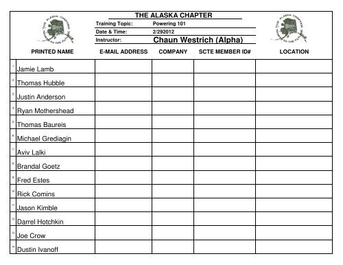 THE ALASKA CHAPTER Chaun Westrich (Alpha) - SCTE - Alaska ...