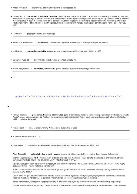 Lista żydów w zniewalanej Polsce - echo CHRYSTUSA KRÓLA