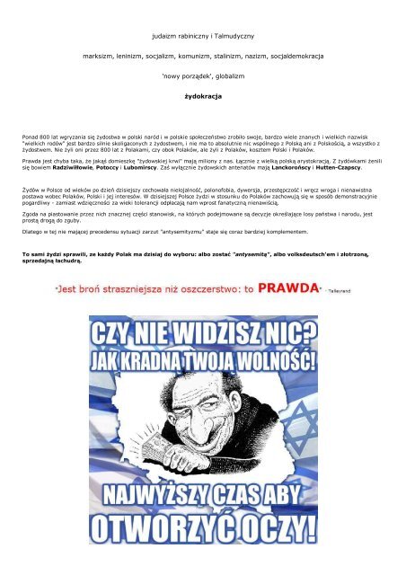 Lista żydów w zniewalanej Polsce - echo CHRYSTUSA KRÓLA