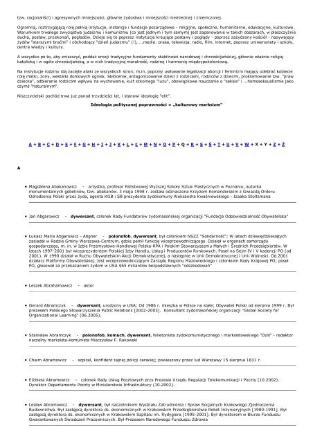 Lista żydów w zniewalanej Polsce - echo CHRYSTUSA KRÓLA