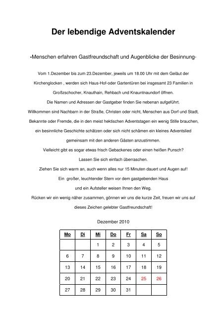 Der lebendige Adventskalender mit Platzhalter bunt rot