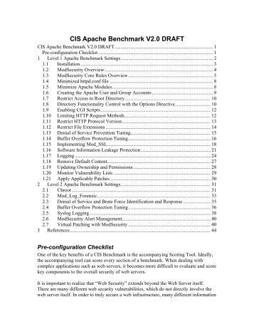 CIS Apache Benchmark V2.0 DRAFT