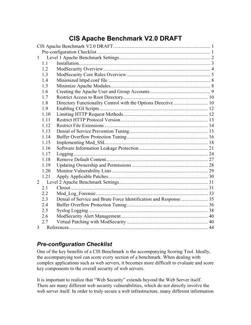 CIS Apache Benchmark V2.0 DRAFT