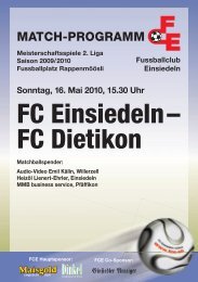 Matchprogramm - Fussballclub Einsiedeln - FC Einsiedeln