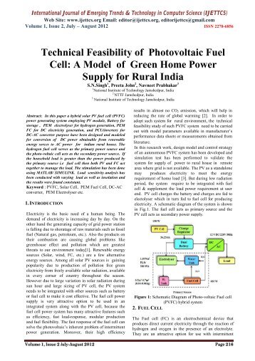 Technical Feasibility of Photovoltaic Fuel Cell - IJETTCS ...