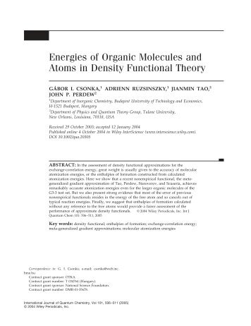 Energies of organic molecules and atoms in density functional theory