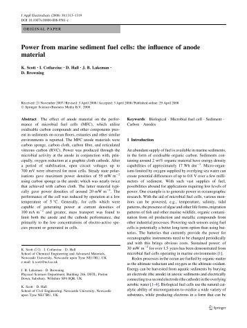 Power from marine sediment fuel cells: the influence of anode material