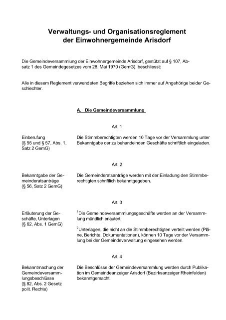 Verwaltungs - Gemeinde Arisdorf