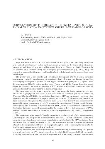 Formulation of the relation between Earth's rotational ... - SYRTE