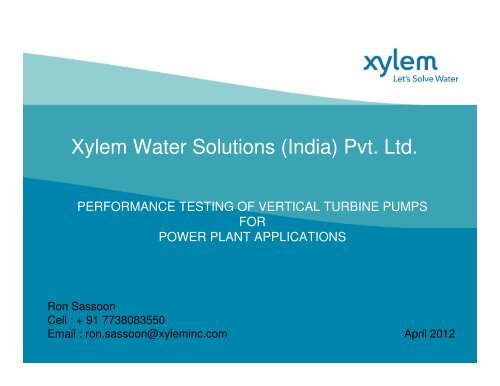 Xylem Water Solutions (India) Pvt. Ltd. - NPTI