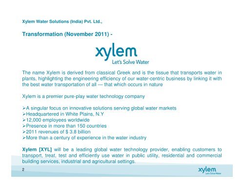 Xylem Water Solutions (India) Pvt. Ltd. - NPTI