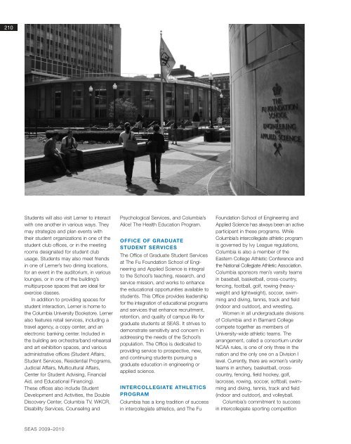 2009-2010 Bulletin â PDF - SEAS Bulletin - Columbia University
