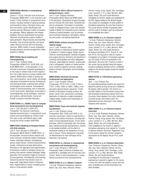 2009-2010 Bulletin â PDF - SEAS Bulletin - Columbia University