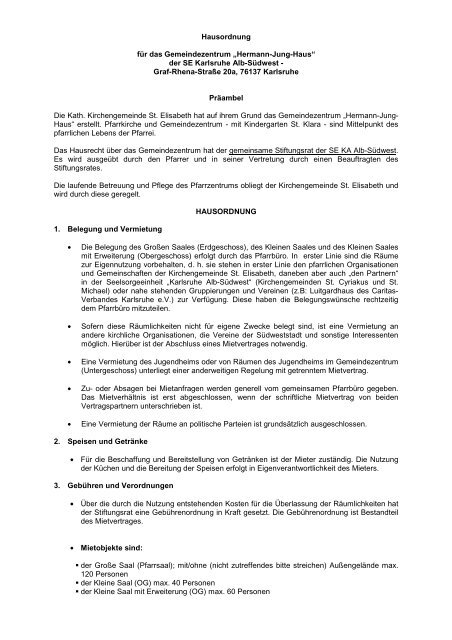 Hausordnung Seelsorgeeinheit Karlsruhe Alb Sudwest