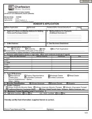 VENDOR'S LIST APPLICATION - Charleston Water System