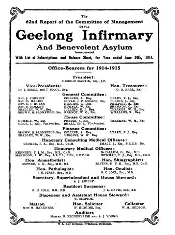 Geelong Infirmary - Geelong and District