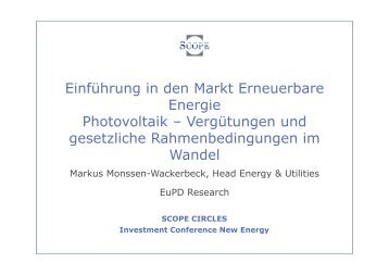 Einführung in den Markt Erneuerbare Energie Photovoltaik - Scope