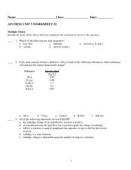 AP CHEM UNIT 3 WORKSHEET #2 - Portage School's Moodle