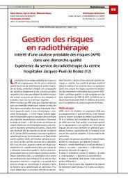 Gestion des risques en radiothÃ©rapie - Centre Hospitalier - Rodez