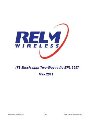 ITS Mississippi Two-Way Radio EPL 3657 - RELM Wireless