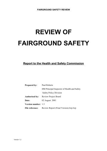 REVIEW OF FAIRGROUND SAFETY Report to the Health ... - ADIPS