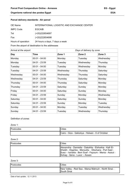 Egypt - Parcel Post Compendium